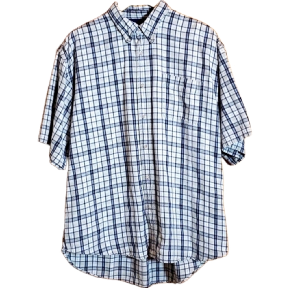 IVY CREW XL GREY & BLUE SHORT SLEVE BUTTON UP SHIRT